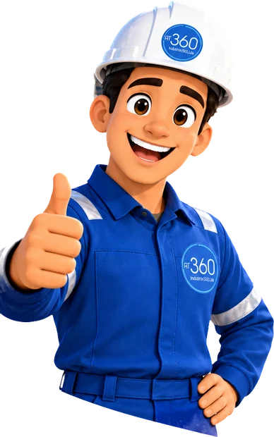 AT360 mascot, an engineer in a white hard hat giving a thumbs-up
